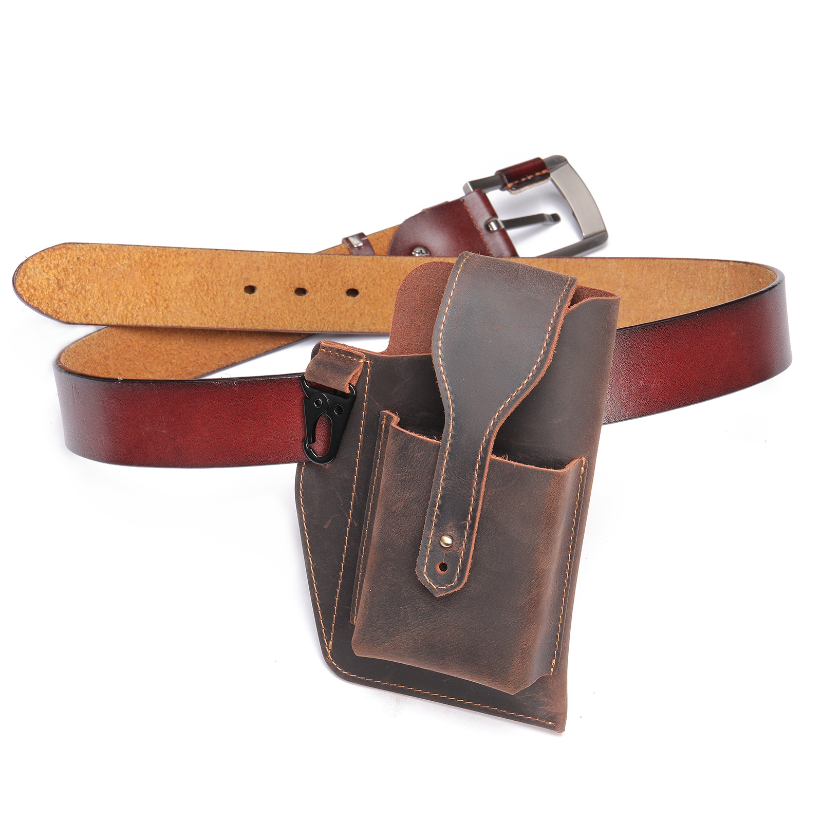 Crazy Horse Leather Phone Hols - Edc Carry Bag For Men 评论和价格